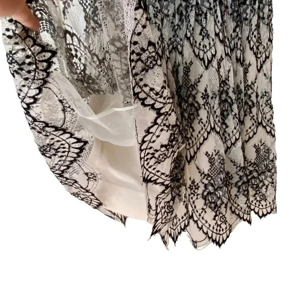 Alice + Olivia Cara Flared Lace Mini Dress Black Ivory Contrast Cocktail Size 4 - Picture 14 of 17